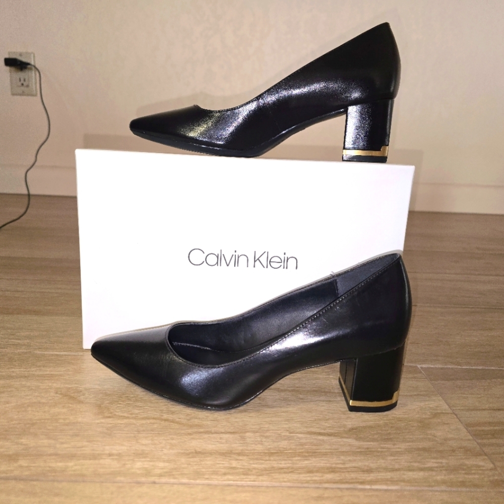 Calvin Klein block heel pumps